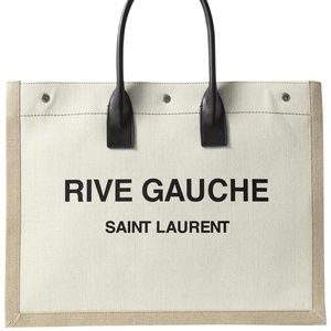 Rive Gauche Ivory/ Light Beige Linen Tote